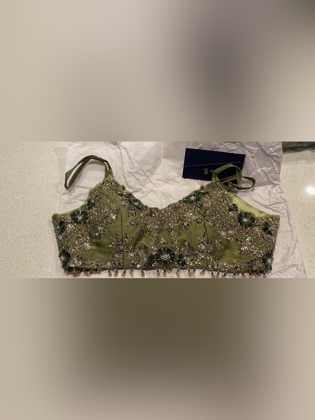 Moss Green Tissue Sari Lashkaraa - Xs — image 2 of 7